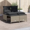 4-tlg. Garten-Sofagarnitur mit Kissen Hellgrau Poly Rattan