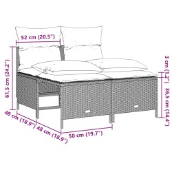 4-tlg. Garten-Sofagarnitur mit Kissen Hellgrau Poly Rattan