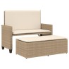 Gartenbank mit Kissen und Hocker Beige Poly Rattan