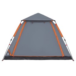 Kuppel-Campingzelt 5 Personen Grau und Orange Quick Release