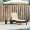 Sonnenliege mit Rollen und Auflage Schwarz Poly Rattan