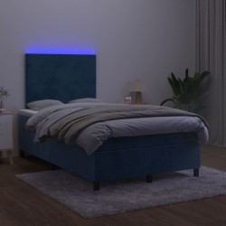 Boxspringbett mit Matratze & LED Dunkelblau 120x190 cm Samt