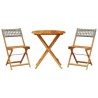 3-tlg. Bistro-Set Grau Poly Rattan und Massivholz