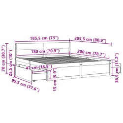 Massivholzbett ohne Matratze Weiß 180x200 cm Kiefernholz