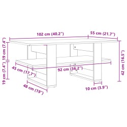 Couchtisch Sonoma-Eiche 102x55x42 cm Holzwerkstoff