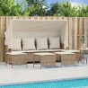 5-tlg. Garten-Sofagarnitur mit Kissen Beige Poly Rattan