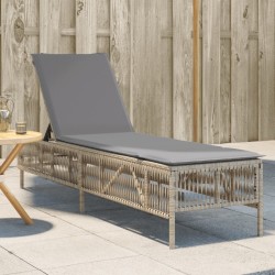 Sonnenliege mit Auflage Beige Poly Rattan