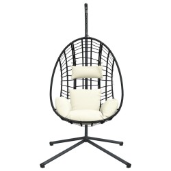 Hängesessel Ei-Design mit Ständer Beige Rattan und Stahl