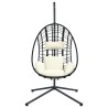 Hängesessel Ei-Design mit Ständer Beige Rattan und Stahl