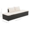 Outdoor-Lounge-Bett mit Polster & Kissen Poly Rattan Schwarz