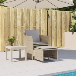 Gartenstuhl mit Fußhocker Beige Poly Rattan