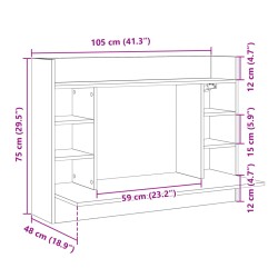 Wand-Schreibtisch Betongrau 105x48x75 cm Holzwerkstoff