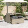 3-tlg. Garten-Essgruppe mit Kissen Hellgrau Poly Rattan