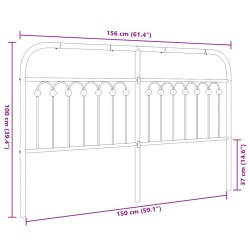 Kopfteil Metall Schwarz 150 cm