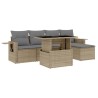 6-tlg. Garten-Sofagarnitur mit Kissen Beige Poly Rattan