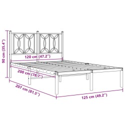 Bettgestell mit Kopfteil Metall Schwarz 120x200 cm