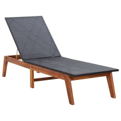 Sonnenliege Poly Rattan und Akazie Massivholz