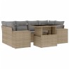 7-tlg. Garten-Sofagarnitur mit Kissen Beige Poly Rattan