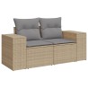 6-tlg. Garten-Sofagarnitur mit Kissen Beige Poly Rattan