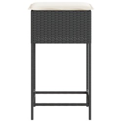 Garten-Barhocker mit Kissen 2 Stk. Schwarz Poly Rattan