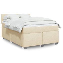 Boxspringbett mit Matratze Creme 140x190 cm Stoff