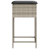 Garten-Barhocker mit Kissen 2 Stk. Hellgrau Poly Rattan