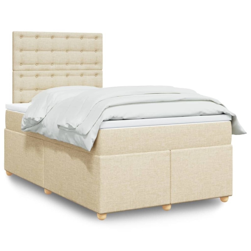 Boxspringbett mit Matratze Creme 120x190 cm Stoff