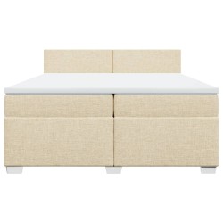 Boxspringbett mit Matratze Creme 200x200 cm Stoff