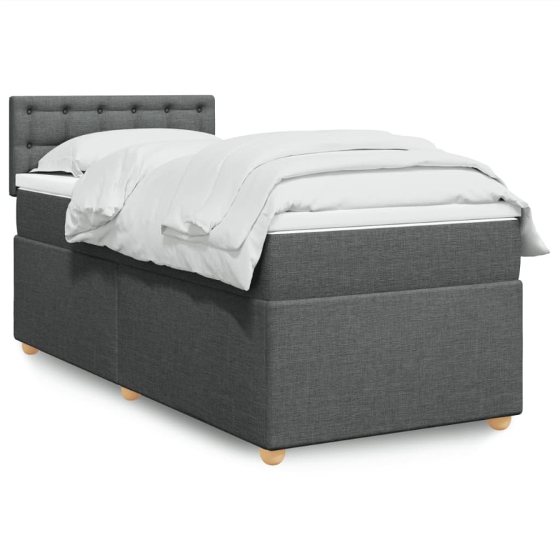 Boxspringbett mit Matratze Dunkelgrau 90x190 cm Stoff