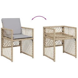 5-tlg. Garten-Essgruppe mit Kissen Beige Poly Rattan