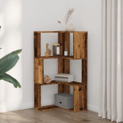 Eck-Bücherregal 3 Böden Altholz-Optik 50x50x102cm Holzwerkstoff