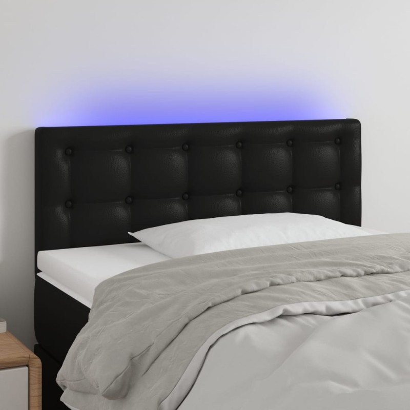 LED Kopfteil Schwarz 80x5x78/88 cm Kunstleder