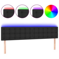 LED Kopfteil Schwarz 160x5x78/88 cm Kunstleder