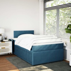 Boxspringbett mit Matratze Blau 120x200 cm Samt