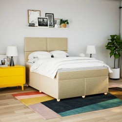 Boxspringbett mit Matratze Creme 140x200 cm Stoff