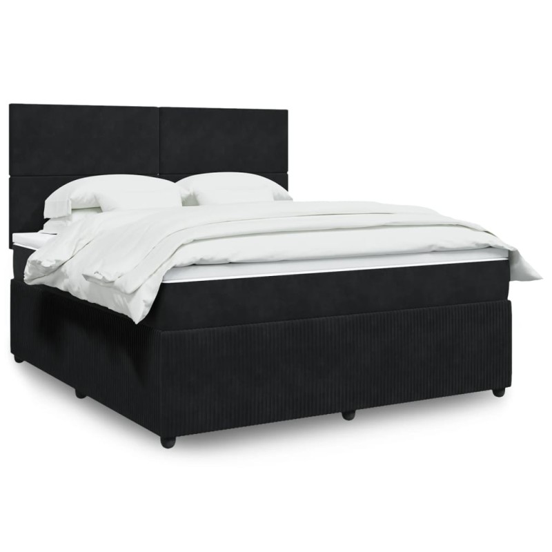 Boxspringbett mit Matratze Schwarz 180x200 cm Samt