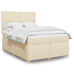 Boxspringbett mit Matratze Creme 140x190 cm Stoff