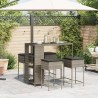 5-tlg. Gartenbar-Set mit Kissen Grau Poly Rattan