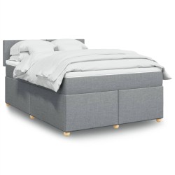 Boxspringbett mit Matratze Hellgrau 140x190 cm Stoff