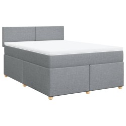 Boxspringbett mit Matratze Hellgrau 140x190 cm Stoff