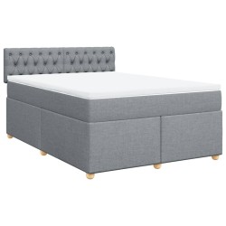 Boxspringbett mit Matratze Hellgrau 140x190 cm Stoff