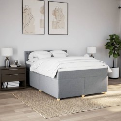 Boxspringbett mit Matratze Hellgrau 140x190 cm Stoff