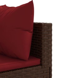 6-tlg. Garten-Lounge-Set mit Kissen Braun Poly Rattan