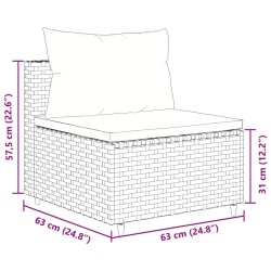 6-tlg. Garten-Lounge-Set mit Kissen Braun Poly Rattan