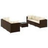 7-tlg. Garten-Lounge-Set mit Kissen Braun Poly Rattan