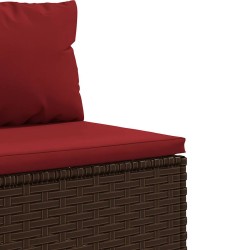 9-tlg. Garten-Lounge-Set mit Kissen Braun Poly Rattan