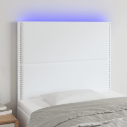 LED Kopfteil Weiß 90x5x118/128 cm Kunstleder