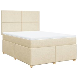 Boxspringbett mit Matratze Creme 160x200 cm Stoff