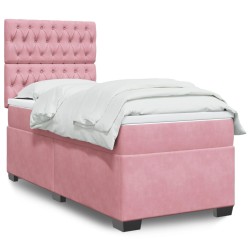 Boxspringbett mit Matratze Rosa 100x200 cm Samt