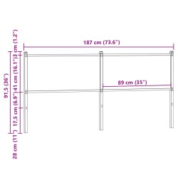 Kopfteil Räuchereiche 180 cm Holzwerkstoff und Stahl